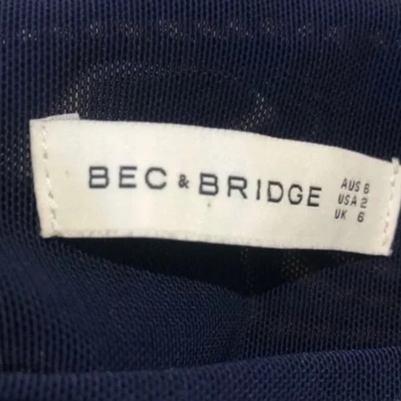 BEC + BRIDGE Navy Mesh Pencil Skirt With Slit | 2 - Picture 10 of 11